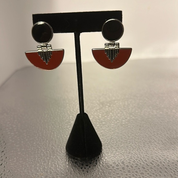Art deco style pierced earrings. There’s a one and a half inch drop.​ - Picture 1 of 4
